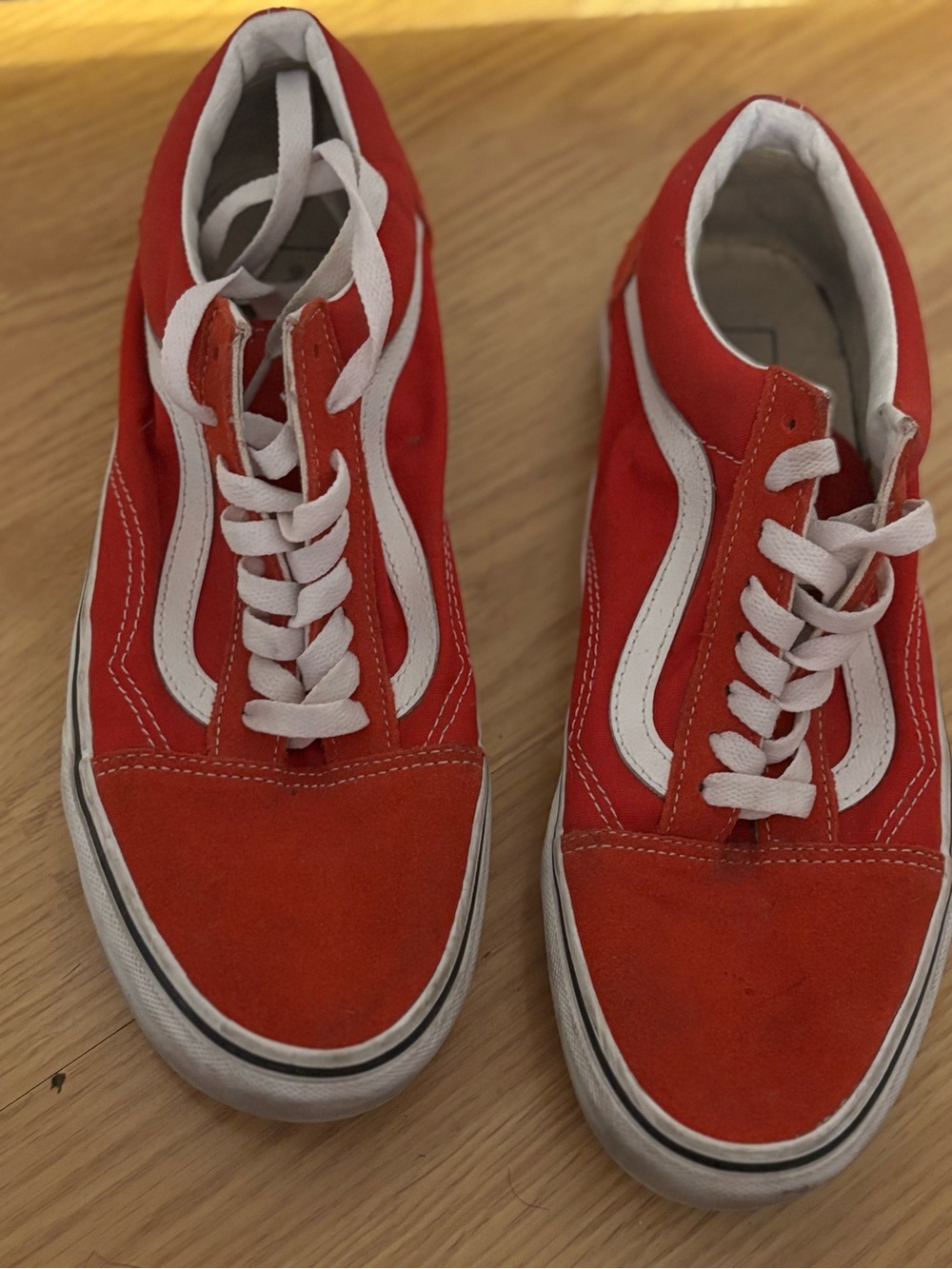 Vans Red and White Old Skool Sneakers